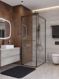 Душевой уголок CEZARES LUX-AH-FS-1-80/90-C-GM оружейная сталь